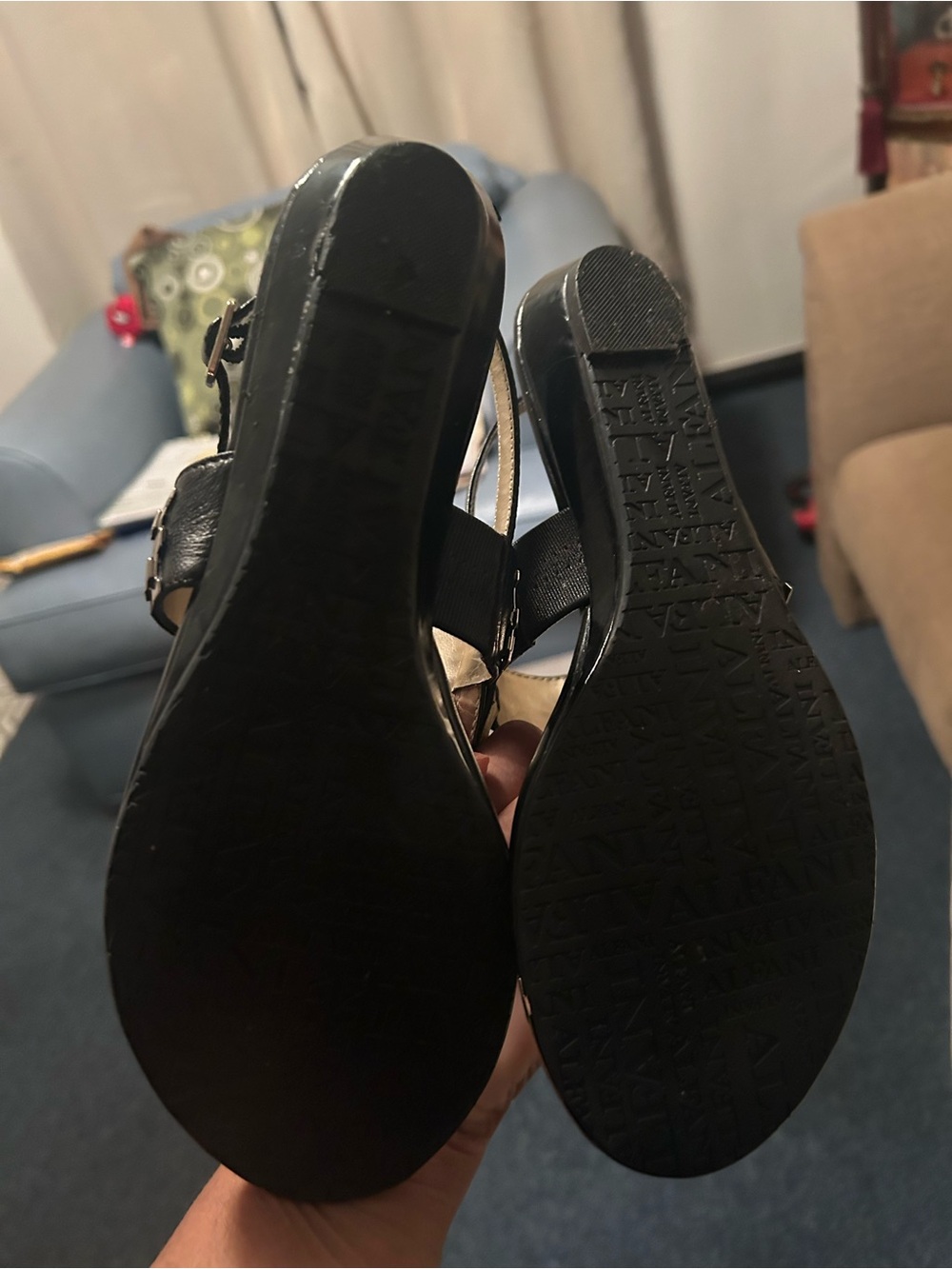 “REASONABLE OFFERS”! “ALFANI” Black & Silver Hex-Accent Slingback Sandals 🖤 - Picture 6 of 7
